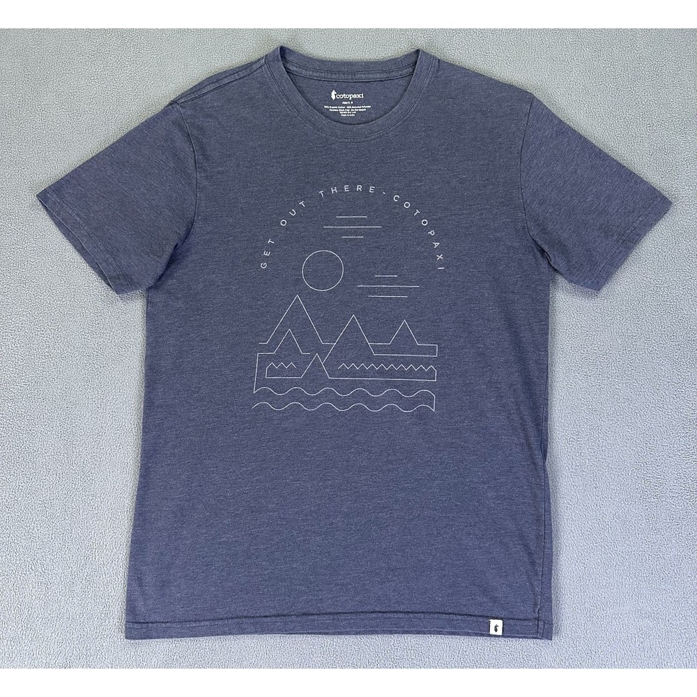 Cotopaxi Shirt Mens Medium Blue Sunset Logo Organic Cotton Minimalist Nature